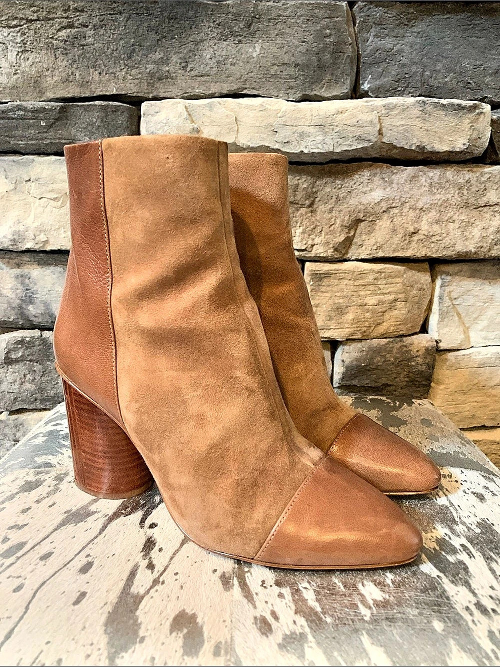 Nine West Cabrillo Camel Suede Pointed Toe Heeled Boots in Brown US 7.5
